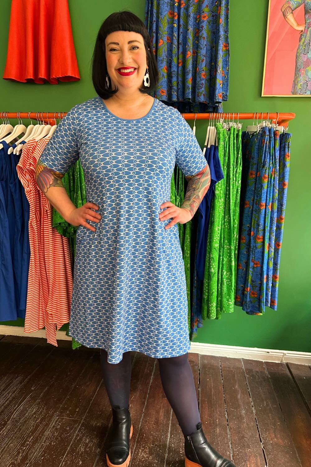 Magda dress Mört Blå