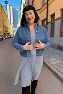Cissi och Selma Hilda dress with blue stripes - Women's summer dress in jersey cotton