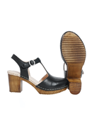 Amelia black leather clog with t-strap