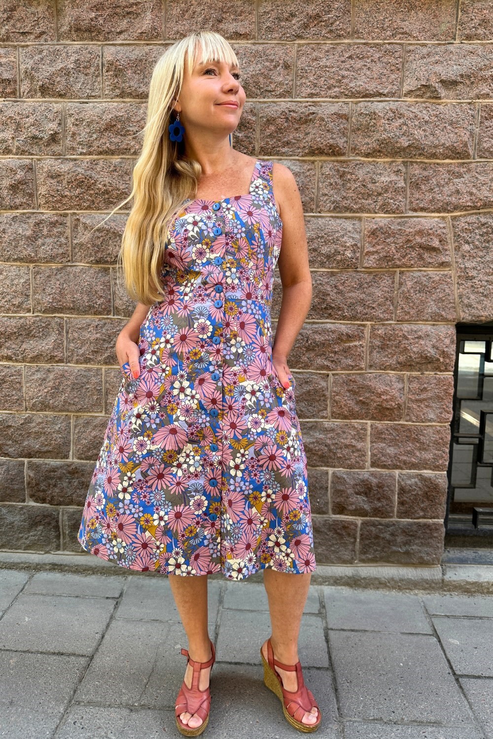 Cissi och Selma Maja klänning Ljuv Plommon - Sleeveless summer dress with buttoned front