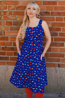 Maja klänning valar - Swedish design summer dress with blue print