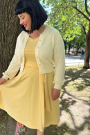Cissi och Selma Hilda dress with yellow stripes - feminine summer dress in cotton tricot
