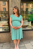 Cissi och Selma Hilda dress with green stripes - feminine summer dress in cotton
