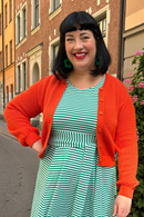 Sigrid kofta Apelsin - Orange finstickad kofta i ekologisk bomull