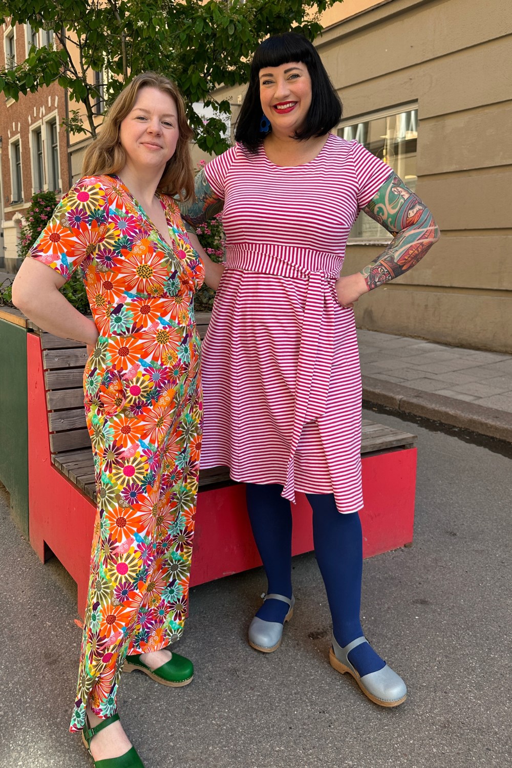 Hilda klänning Randig rosa - polkagrisrandig klänning i bomull