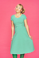 Cissi och Selma Hilda dress with green stripes - feminine summer dress in cotton