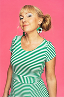 Cissi och Selma Hilda dress with green stripes - feminine summer dress in cotton