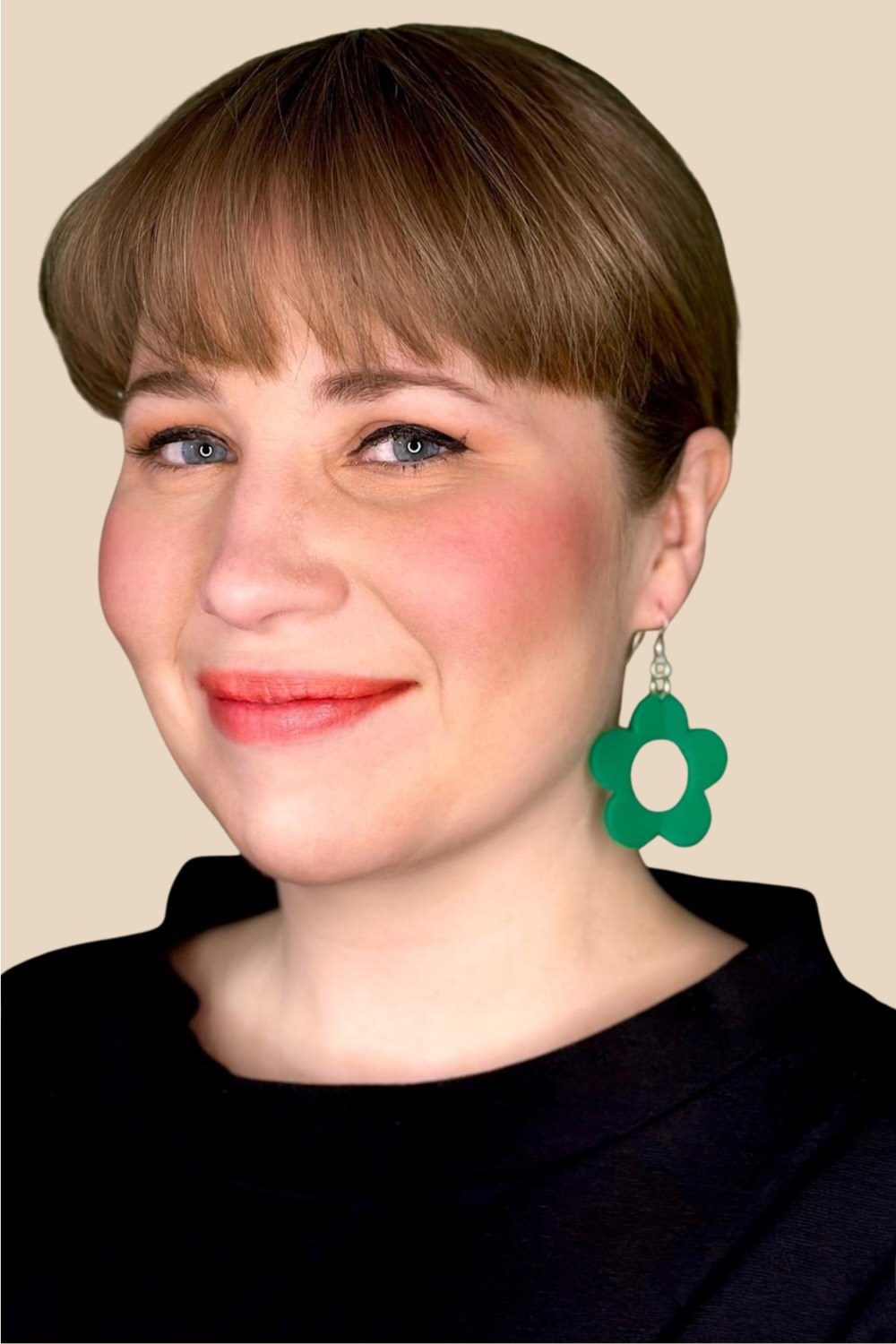 Cissi och Selma Earrings Solo Basilika stor - large green flower earrings
