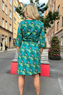 Doris dress Kronblad turquoise | flower print retro dress in organic cotton