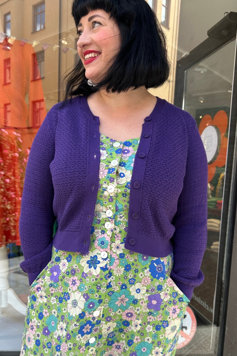 Sigrid cardigan Lila - Purple - knitted in organic cotton