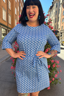 Doris klänning Mört Blå