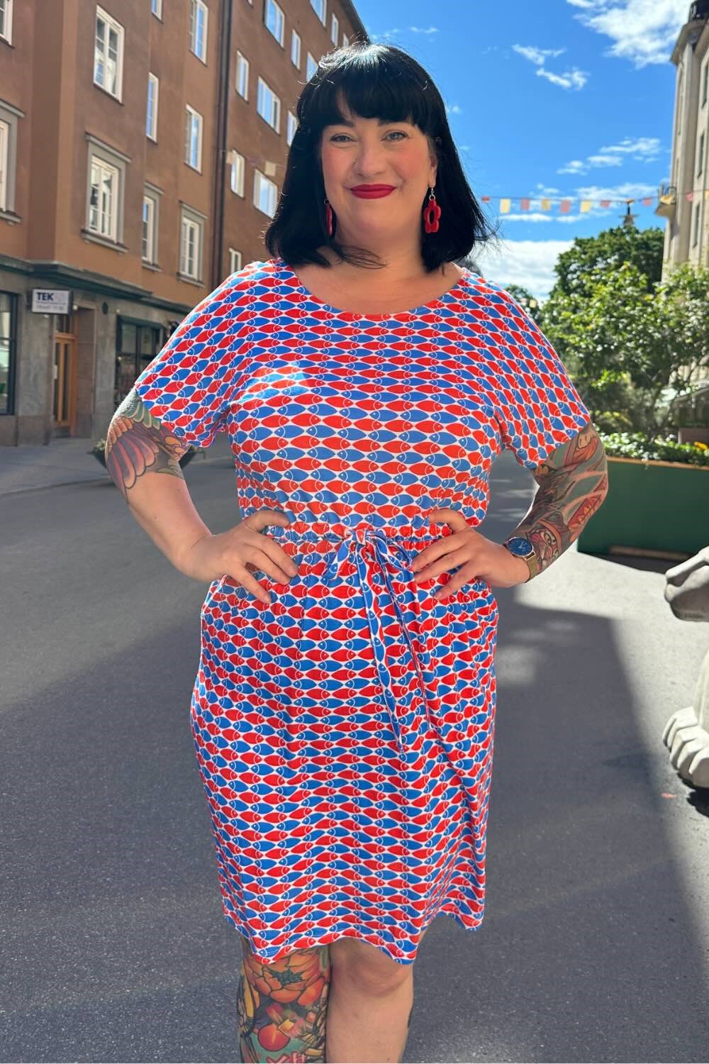 Cissi och Selma Bella dress Mört Röd/Blå