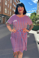 Cissi och Selma Bella klänning Mört Röd/Blå
