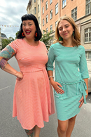 Cissi och Selma Hilda dress with orange stripes - feminine summer dress in cotton tricot