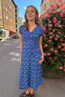 Lisa kjol Klöver Blå - Mönstrad midi kjol i viskos