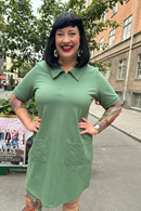 Cissi och Selma My klänning Jeans Salvia grön kort bomullsklänning 60-tal