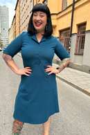 Monica dress Jeans Petrol - classic jersey shirt dress