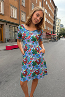 Cissi och Selma Magda dress Fågeltivoli Blå