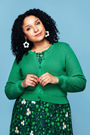 Sigrid cardigan Äng - Green knitted cardigan in organic cotton