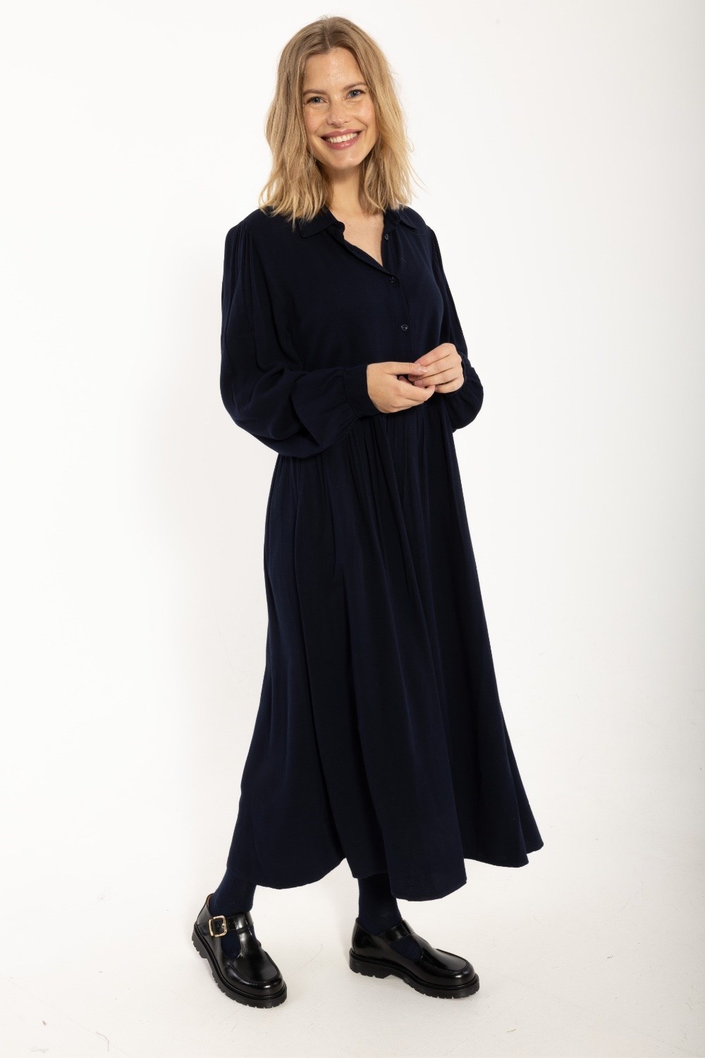 Danefae Danebarley dress wool-mix dark navy