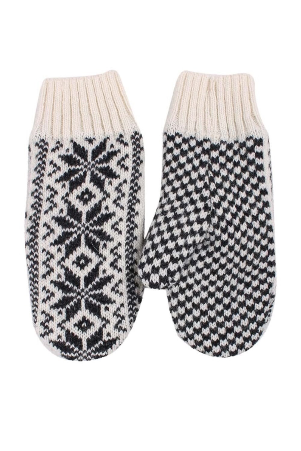 Danefae Danestay Warm Wool Mittens White/Dk Grey