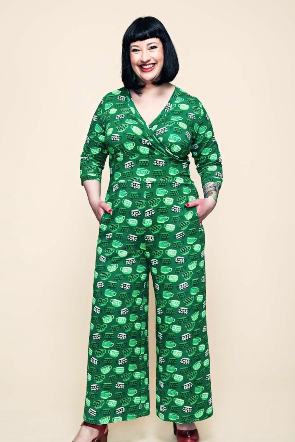 Cissi och Selma Beata jumpsuit Kittens cups green