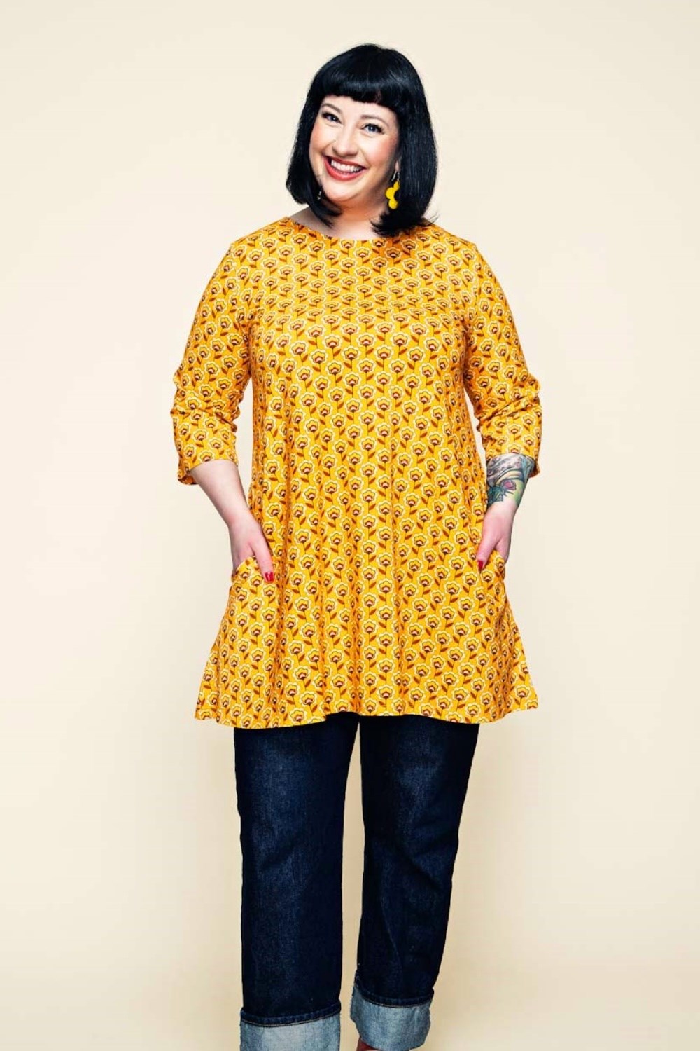 Cissi och Selma Anita tunic Miniblom senap