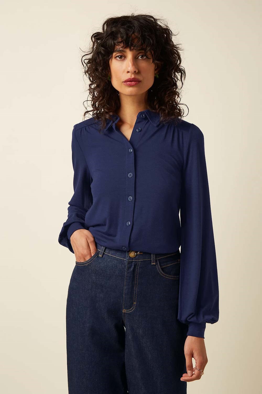King Louie Carina blouse Tulum Ink blue