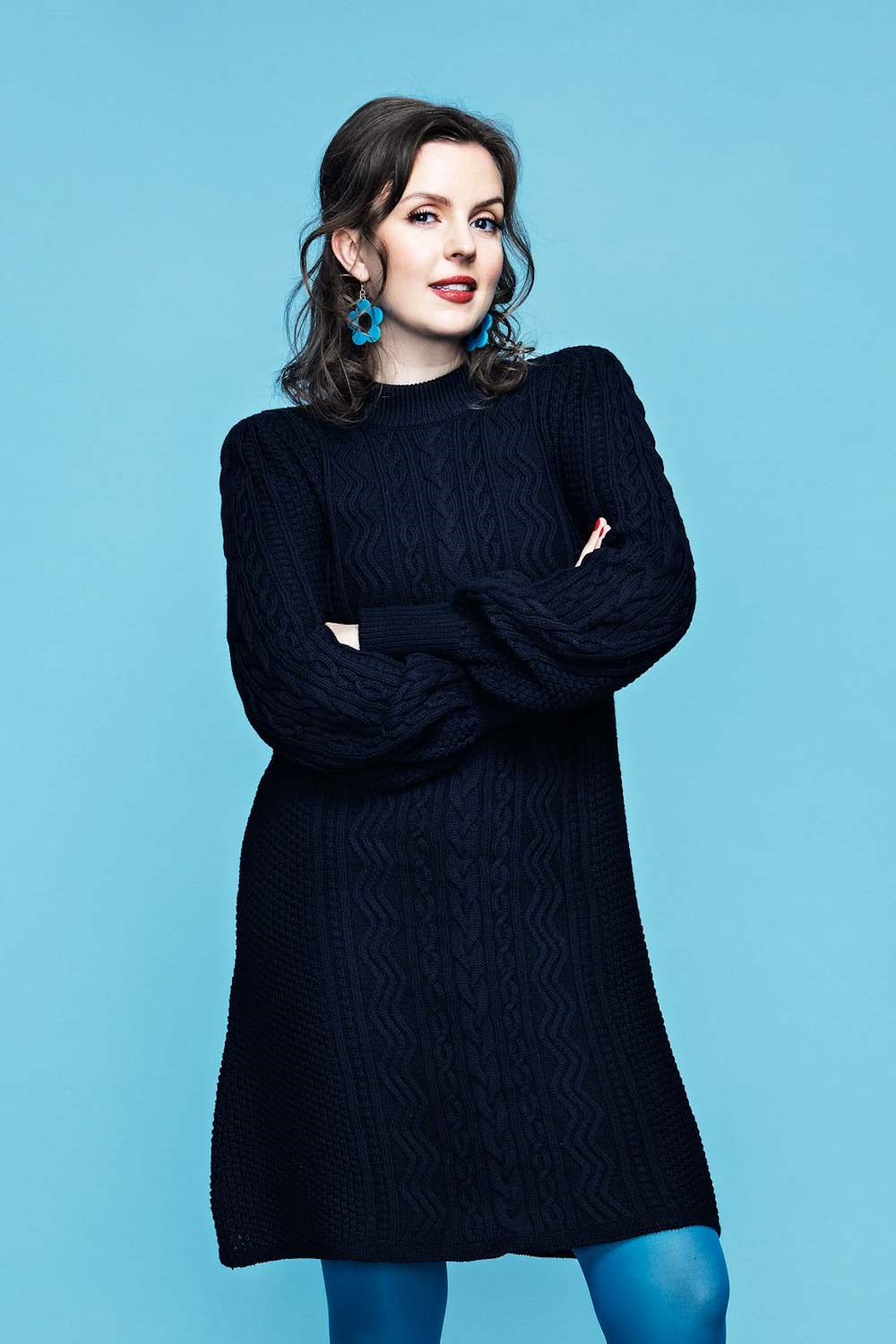 Cissi och Selma Svea dress Kol - Black cable knitted dress in organic cotton