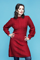Cissi och Selma Svea dress Lipstick - Red cable knitted dress in organic cotton