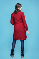 Cissi och Selma Svea dress Lipstick - Red cable knitted dress in organic cotton