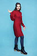 Cissi och Selma Svea dress Lipstick - Red cable knitted dress in organic cotton