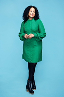 Cissi och Selma Svea dress Äng - Green cable knitted dress in organic cotton