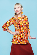 Cissi och Selma Vendela top flugsvamp - organic cotton jersey top in orange print