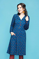 Cissi och Selma Viveca dress rävar - Fox print shirt dress in blue and orange