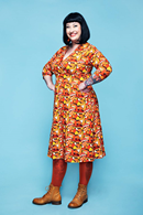 Cissi och Selma Vera dress flugsvamp - organic cotton wrap dress with forest print