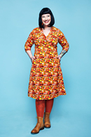 Cissi och Selma Vera dress flugsvamp - organic cotton wrap dress with forest print