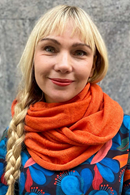 Slätstickad tubsjal Orange