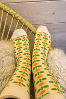 Socks cotton cloudberry - yellow print
