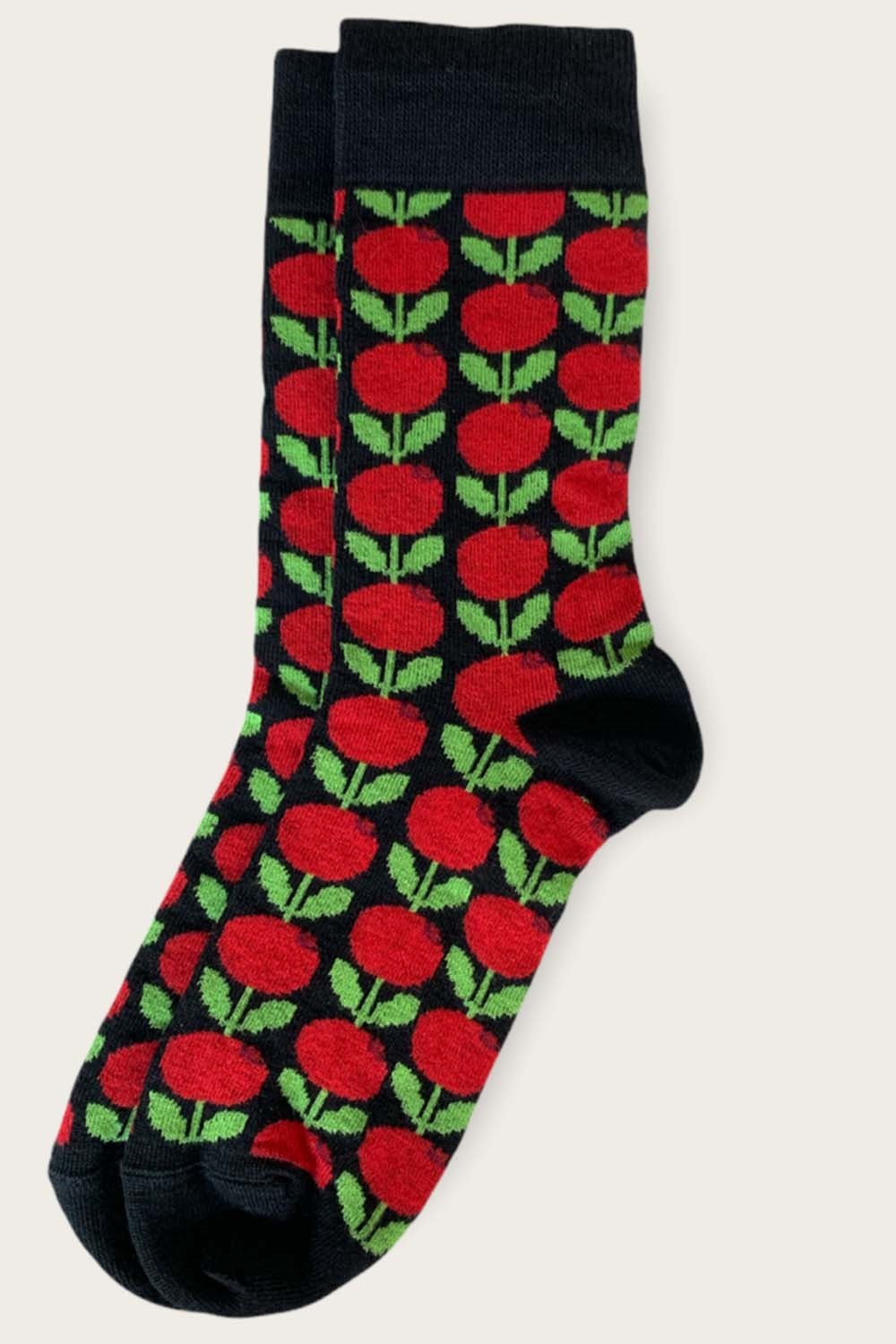 Socks wool Lingonberry - red printed socks