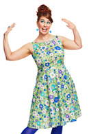 Saga dress Kreativ Grön | Green floral print party dress