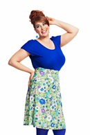 Sonja kjol Kreativ Grön | blommig bomullskjol med fickor