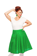 Solbritt skirt Prickig grön | polkadot skirt in green and white, cotton