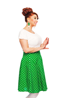 Solbritt skirt Prickig grön | polkadot skirt in green and white, cotton