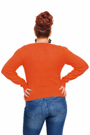 Sigrid cardigan Apelsin - Orange - knitted in organic cotton