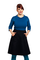 Sonja skirt Black | Knee-lenght cotton skirt with pockets