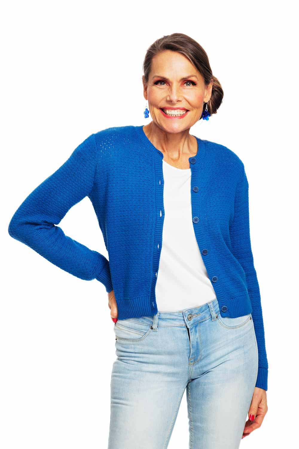 Cissi och Selma Sigrid cardigan Hav - Cornflower blue - Organic cotton