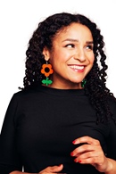 Cissi och Selma Earrings Flora Apelsin/Basilika - large flower retro earrings in orange/green