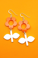 Cissi och Selma Earrings Blom Apelsin/Vitsippa liten - Orange and white flower