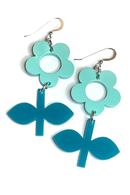 Cissi och Selma Earrings Blom Mint/Lagun liten - Mint green flower